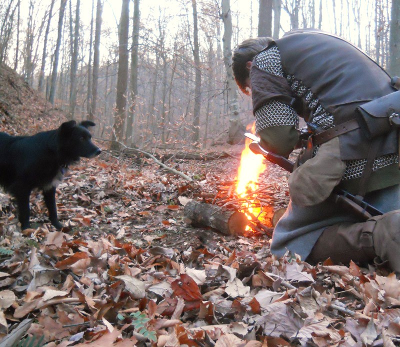 Shadow wondering why we'd just burn so many perfectly good sticks...