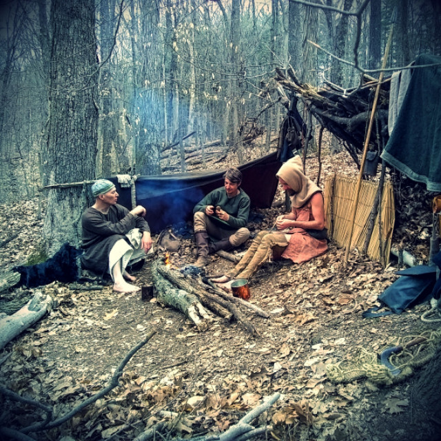 Relaxing in camp.